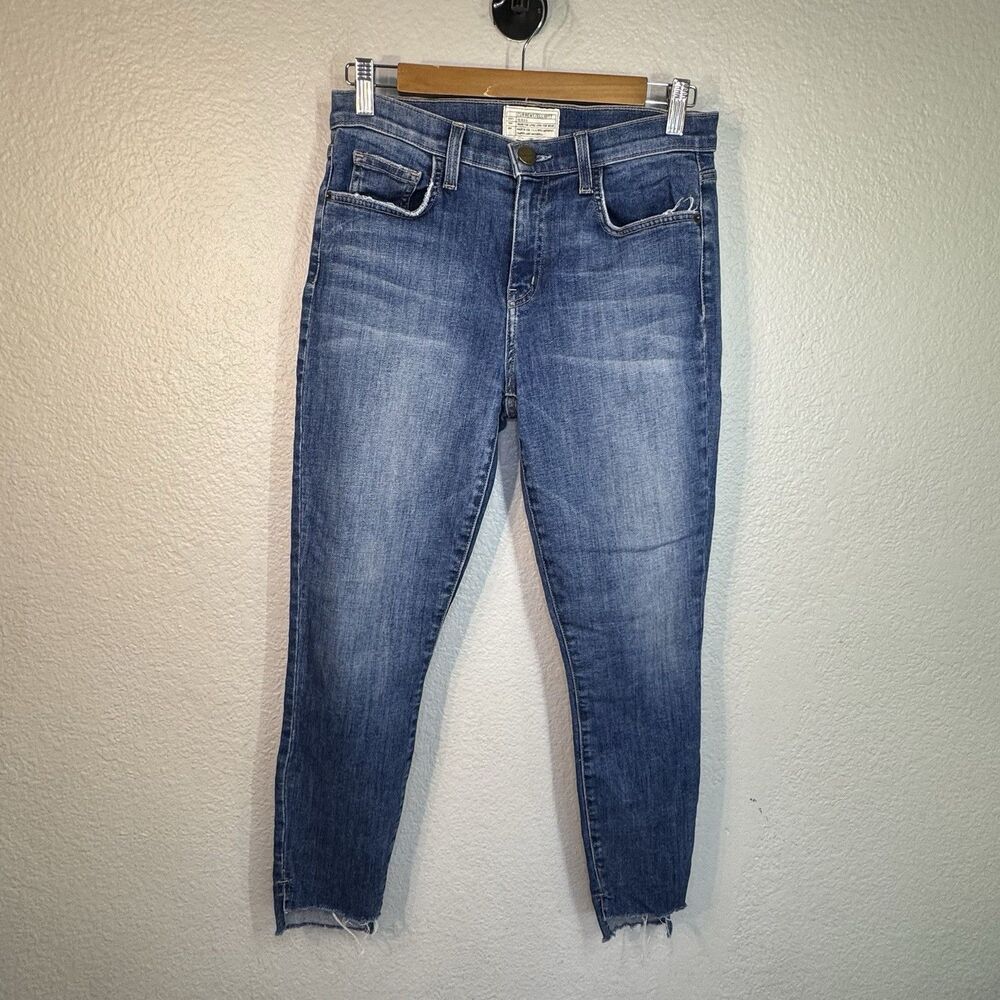 Current Elliot Jeans The Highwaist Stiletto Divina Uneven Hem Med Wash Size 28